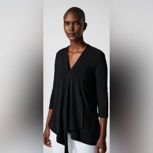 JOSEPH RIBKOFF Asymmetrical V-neck Pullover Blouse
